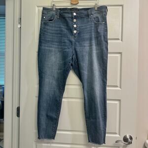 Liverpool Button-fly High-Rise Ankle Denim Jeans Sz 22W